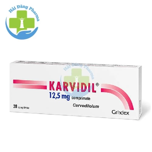 Karvidil 12,5mg - Hộp chứa 2 vỉ x 14 viên